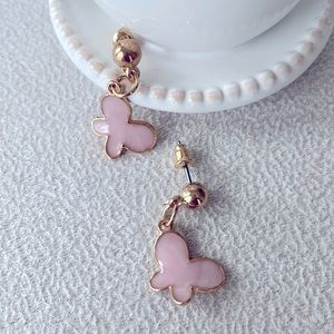 Pink butterfly dangle earrings